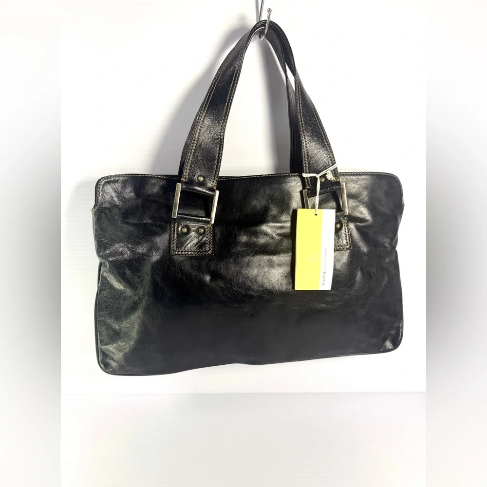 Francesco Biasia Black Leather Briefcase